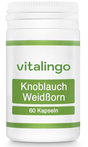 Knoblauch Weißdorn Kapseln - Hochdosierter Knoblauch Extrakt und mit Vitamin C - 60 Kapseln à 546mg