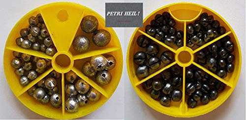 Set: 1 Dose Bleischrot & 1 Dose Lochblei Sortimentsdose von Jenzi + gratis Petri Heil! Aufkleber