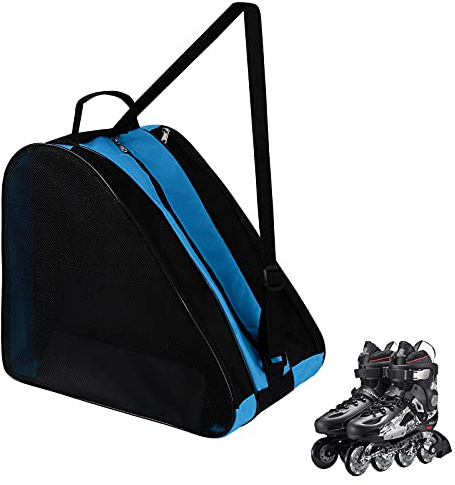 GLAITC Bolsa de Patinaje de Ruedas Bolsa de Patines de Hielo Unisex con Correa Ajustable Bolsa de Transporte para Patines Bolsa de Patinaje para Mujeres Hombres Niños Azul