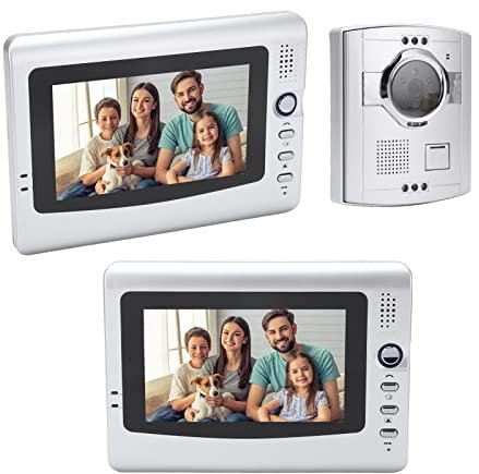 Campanello per Porta di Sicurezza, Kit Videocitofono Cablato da 7 Pollici Sistema di Videocitofono con Citofono a 2 Vie per Visione Notturna per Appartamento Villa AC100‑240V
