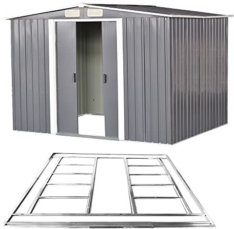 Outdoor Storage Metal Garden Apex Roof Storage Shed 6ft x 4ft/8ft x 4ft/ 8ft x 6ft/10ft x 8ft Green Or Grey Color