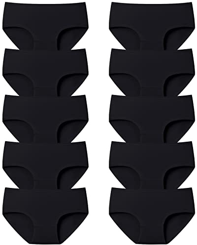 Adorel Culotte Coton Slip Uni sous-vêtement Fille Lot de 10 Noir 15-17 Ans (Taille Fabricant: XL)