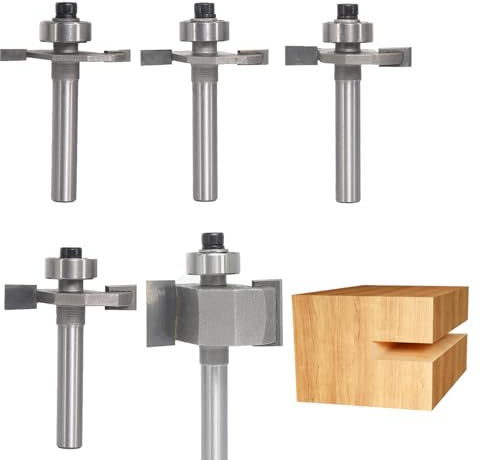 Akylin T Slot Router Bit Set, 1/4 Shank, 3/8 Depth, 5Pcs