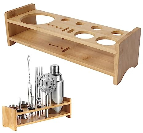 Supporto per Kit da Barista, Set di Shaker per Cocktail in Legno di bambù Supporto per Riporre gli Attrezzi da Barista Set di Accessori per Miscelatore per Bevande Set Espositore