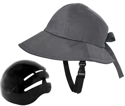 rockible Casco da Bicicletta Casco a Forma di Cappello Casco da Ciclista Resistenza agli Urti Cappello a Larga Casco per Viaggi da Donna, Grigio