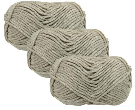 JYC CREATIVE 3 unità da 100 g - 120 Metri di Filato per Uncinetto, Filato per Maglieria, Filato Acrilico, Lana da Lavoro, Filato per Uncinetto, Lana per Maglieria (3, Beige 307)