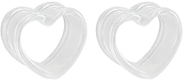 Beydodo Écarteur Oreilles 6mm, Tunnel Ecarteur Acrylique 2 Pièces Tunnels de Chair Femme Homme Forme De Cœur Transparente