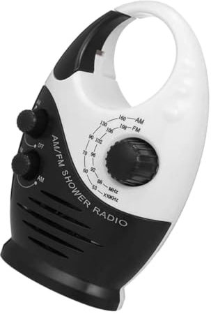 SWOOMEY Radio Portátil Am/FM para Ducha y Camping, Volumen Ajustable, Pequeña y Ligera, Adecuado para Actividades Al Aire Libre y Oficina, Color Negro, Batería Durable, Radio Retro