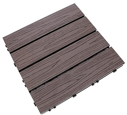 Angoily Laminate Floor Outdoor Deck Tiles Fireproof Moisture-resistant Easy to Install Splicing Floor for Garden