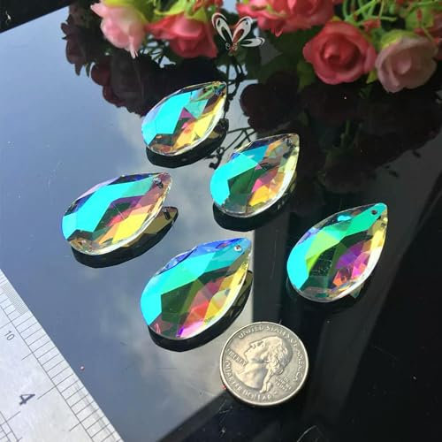 Lot de 5 Attrape-Soleil Suspendus en Cristal AB en Forme de Goutte d'eau