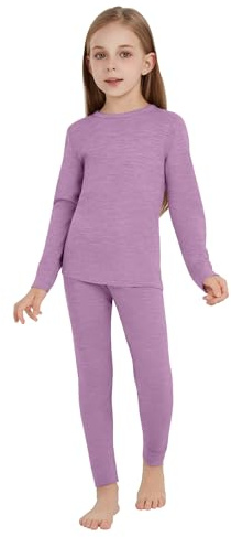 Unisex 100% Merino Ropa Interior Niños Lana Merino Ropa Interior Térmica, 260-morado, 7-8