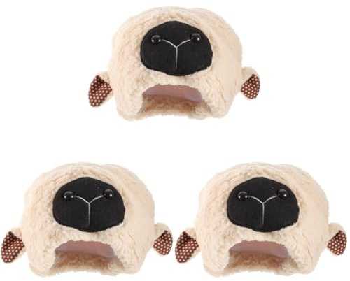 VANZACK 3 Pièces Bonnet Oreilles De Mouton En Peluche Chapeau Mouton Cartoon Pour Cosplay Carnaval Halloween Accessoires De Photographie Et Fête À Thème Couvre-Chef Léger