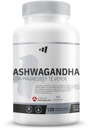 MASmusculo - Ashwagandha KSM-66® con Magnesio Albion® y Te Verde 120 Cápsulas Vegetales - Equilibrio Físico y Mental - Funciones Cognitivas - Sin Lactosa - Vegetariano