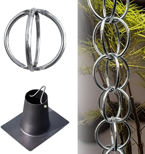 Vethenx Catene da Pioggia,Decorativo Piovosità,Catena per Acqua piovana, Decorazione per Casa e Giardino,per Grondaia di Ville,(Size : 2.4m (7.8ft))