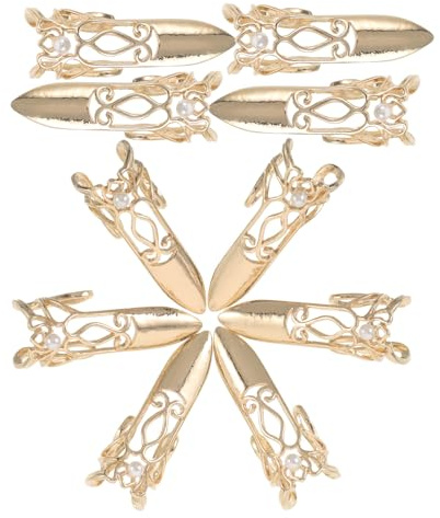 FRCOLOR 10 Unidades Anillos Ajustables para Uñas de Aleación de Zinc Estilo Antiguo Dorado, Ligeros y Perfectos para Cosplay y Festividades Diseño Retro y Protección para Puntas de Dedos
