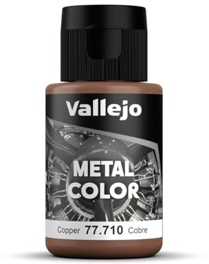 Vallejo Metal Color Acrylic Paint, Realistic Copper Finish, 32 ml for Airbrush, Ideal for Model Making and Miniatures