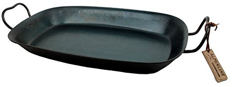 ALPENLINE Eisenpfanne Fisch- und Gemüsepfanne handgeschmiedet, schmiedeeiserne Pfanne mit 2 Griffen