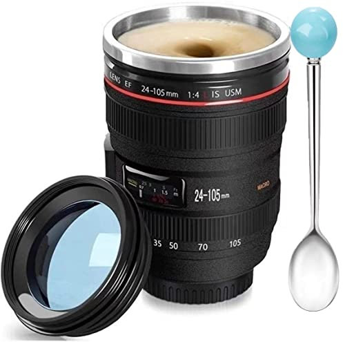 Kaffeebecher mit Kameralinse, lustiges Foto-Objektiv, Edelstahl-Thermobecher, tolles Geschenk für Fotografen, Heimbedarf, Freunde, Schulbelohnungen – Chasing Y