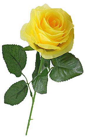 Brussels08 1 Pc Single Stem Artificial Flower Silk Fake Rose Flower with Leaf for Wedding Bridal Party Home Garden Decoration Yellow