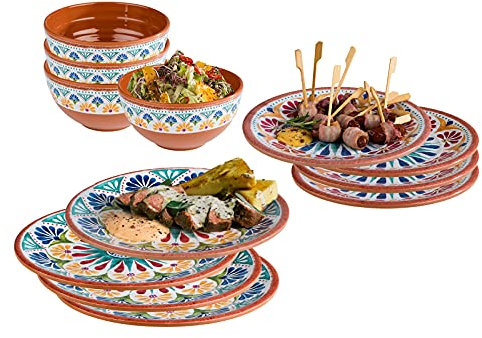 Assheuer & Pott Vaisselle en mélamine pour 4 personnes - Design méditerranéen