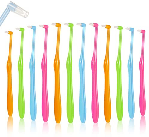 Xinstroe 12 Stück Tuft Zahnbürste, Einbüschelbürste Kleine Zahnbürste Getuftet Weich Büschelzahnbürste Trimm Single Interdental Zwischenraum Bürste