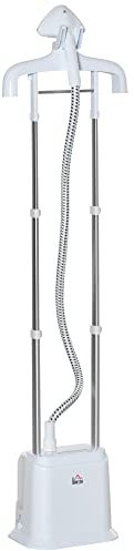 HOMCOM Upright Garment Clothes Steamer with 6 Steam Setting, 45s Fast Heat-up, 1.7L Water Tank and 35g/min steam flow, Wrinkle and Odour Remover Suitable for all Fabrics, 1960W, White