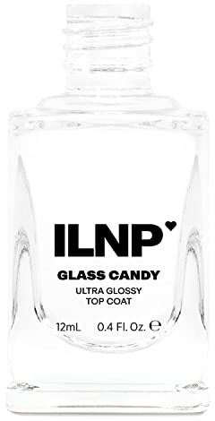 ILNP Glass Candy - Clear Top Coat Nail Polish, High Gloss Glass Finish, Quick Dry, Chip Resistant, Non Gel Regular Lacquer, Non-Toxic, Vegan & Cruelty-Free