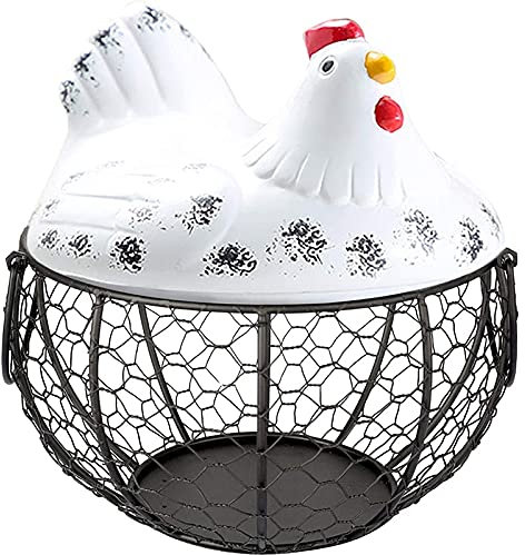 Doumneou Cestino portauova, cestino porta uova, organizer portaoggetti in battuto, cestino portaoggetti da ristorante, decorazione per galline da ()