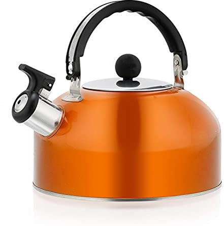 Srliya Kettle Tea Whistling 3L Bottiglia da Campeggio con Fischio in Acciaio Inossidabile Resistente Bollitore Leggero per Viaggi in Campeggio Escursionismo Cucinare Barbecue (Arancia)