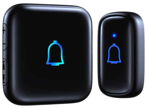 Wireless Doorbell Loud Classroom Doorbell IP66 Waterproof Doorbell 1000Ft 66 Chimes Mute Mode 115dB 7-Level Vol Electric Door Bell Ringer for Home Office Kids Room Teachers & Hearing-Impaired