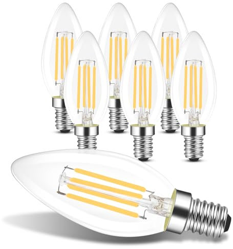 GBLY 6er pack LED E14 Glühbirne Leuchtmittel: Warmweiß Lampe kerze 4W 2700K Filament Birne Retro Edison C35 Glühlampe Vintage Light Bulb Glas Energiesparlampe - Nicht Dimmbar