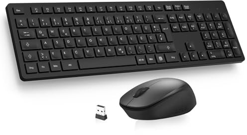 LeadsaiL K786 Tastatur Maus Set Kabellose, Tastatur und Maus, QWERTZ Deutsches Layout Funktastatur mit Maus, Flüsterleiser Tastenanschlag, 2.4 GHz mit 2-in-1 USB Nano Empfänger für PC/Laptop