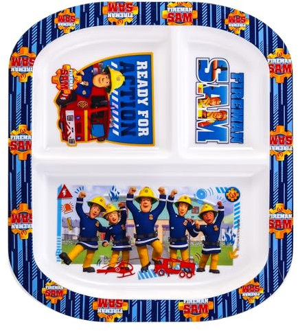 Zawadi Global Sam le pompier 3 sections pour enfants et tout-petits - Assiette à déjeuner divisée