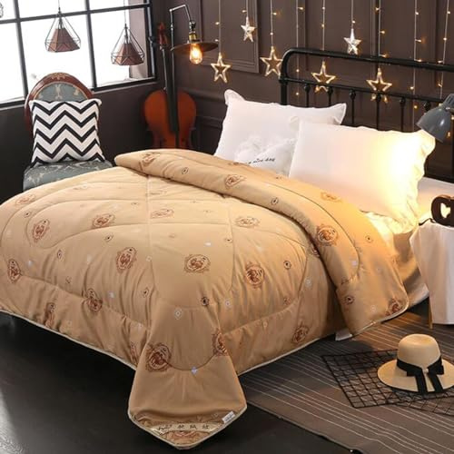 XHCTNN King Size Camel Hair Comforter - Soft Skin Friendly Quilted Quilt Core with Camel Hair Filling - Lightweight Warm Winter Quilt Home Decor Gift Box Packaging(A,200 * 230cm/3.0kg)