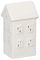 Relaxdays Casetta Portacandele in Ceramica, Casa Luminosa Porta-Tealight, per 1 Candelina, HLP: 12 x 6 x 5,5 cm, Bianco