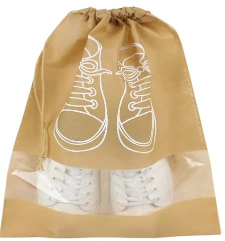10 st reseskoväska, icke-vävda dammskor för män och kvinnor, förvaringsväska, dammskor förvaring, Khaki, Women's set of 10