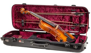 Crossrock Fiberglass Oblong Case fits 4/4 Full-Size Violin, Includes TSA lock, Protective Blanket, Hygrometer, Accessory Compartments-Black (CRF2020VBK-R)