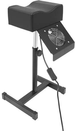 WindWilder Pediküre Stuhl Hocker mit Ventilator, Staubauffangbeutel & Druckknopfschalter, Stuhl Beinstütze Fußpflege für Nagel Salon, Spa Massage, Höhenverstellbarer 48-68cm (Schwarz)