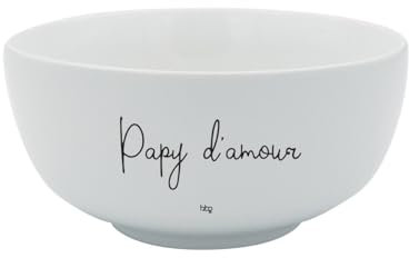 BUBBLE GUM Bol Papy d’amour en Porcelaine Romantique, 0.62 L, Round, Adults, Amour, Dishwasher Safe, Microwaveable, Petit-déjeuner, Pause-café