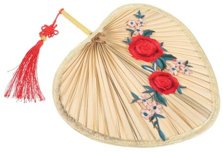 Cabilock Éventail à Main De Palmier Éventail Décoratif Tissé Style Chinois avec Motif De Fleur De Accessoire pour Et