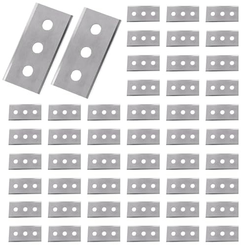 Ersättningsblad för skrapa, 43 mm, 100 stycken keramiska skrapblad, dubbelsidiga skrapblad, ersättningsblad för skrapa, tre hål skrapblad, för fönster, kök, badrum