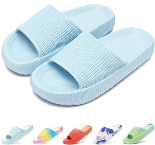 Duovodu Kids Slides Girls Boys EVA Cloud Pillow Shower Slippers Toddler Summer Beach Flip Flops Pool Slide Sandals Non-Slip Bathroom Slippers