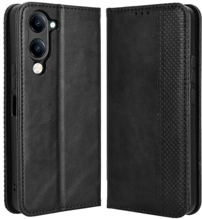 GOGME Cover per VIVO Y29s 5G, Antiurto Flip Case Custodia con Carte di Credito da Funzione Stand in PU Pelle Premium Portafoglio Protezione. Nero