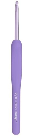 Tulip Etimo Murasaki Crochet Hook - Softgrip Ergonomic Aluminium Hook, Lightweight and Smooth Tip for All Yarn Types, Purple Handle, 4.00mm - 1 Piece