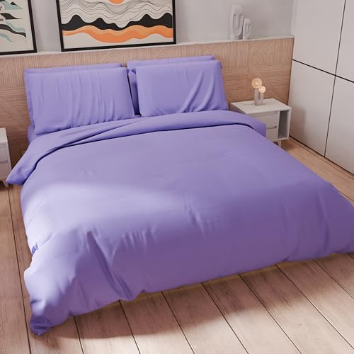 PETTI Artigiani Italiani - Set Copripiumino Singolo 200x135 cm (1 Federa 75x50 cm Inclusa), Parure Copripiumino Morbida Microfibra Tinta Unita Lilla