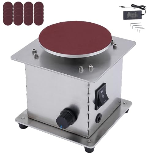 Mini Bench Disc Sander, 1-6000RPM Adjustable Speed with Forward and Reverse Function, 200W Electric Polisher for Wood Metal Stone Scissor Sanding, Includes 20 Sandpapers