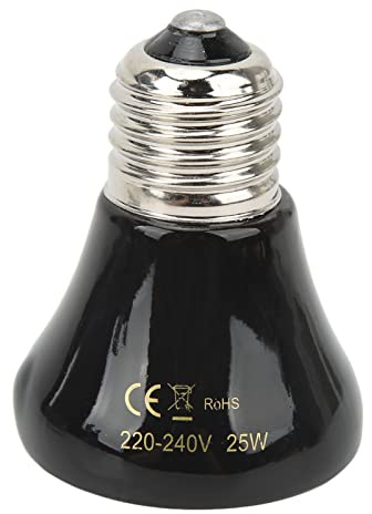 Qcwwy Lampe Chauffante en Céramique Reptile, E27 Ceramic Heat Emitte Lampe sans Léger Bulbe de Chauffage D'amphibien Céramique pour Reptiles Amphibian Chicken Pet Crooder Coop Lizard (75W Noir)