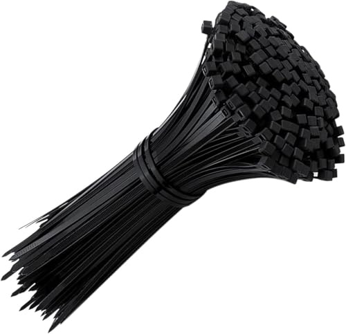Buntbandsbutik svart UV-resistent buntband 4,8 x 250 mm I 100 stycken, väderbeständig och stabil för inomhus- och utomhusbruk, kabelorganisering för industri, elinstallationer, trädgård och evenemang