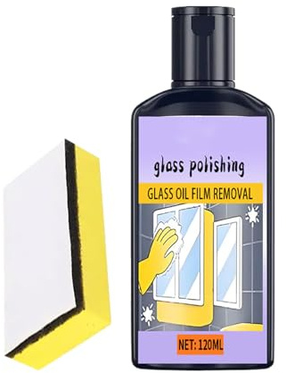 Limpiador de puertas de – 120 ml spray limpiador de película de, esponja pulidora portátil, jabón limpiador de brillo | accesorios para espejo, baño, inodoro, bañera, lavabo