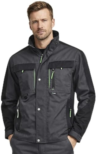 BWOLF Brave - Chaqueta de trabajo para hombre, multifuncional, con bolsillos, múltiples bolsillos, mangas reforzadas con poliéster 600D, Gris/Verde, M